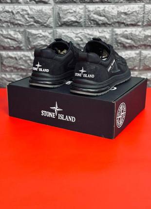 Мужские кроссовки чёрного цвета stone island 40-458 фото