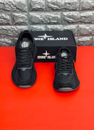 Мужские кроссовки чёрного цвета stone island 40-456 фото