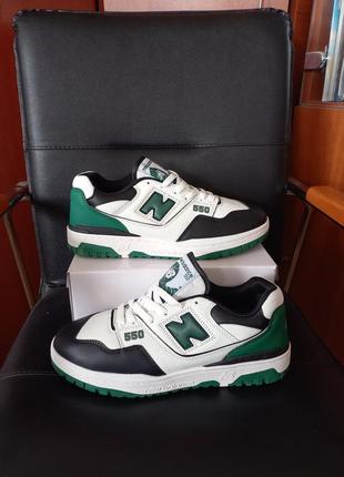 Кросівки чоловічі шкіряні біло-зелені-чорні new balance 5501 фото