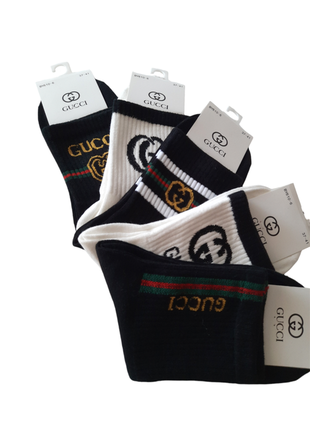 Женские брендовые демисезонные носки в рубчике gucci 🔥36-41р.средней высоты. носки с принтом gucci2 фото