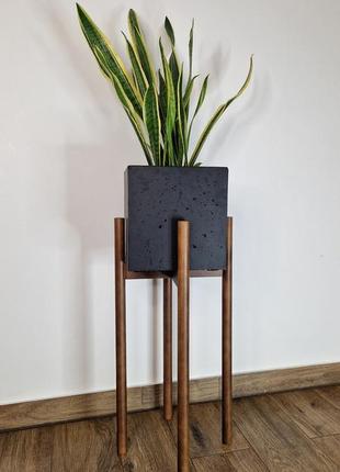 Комплект підставок 2 шт. для вазонів,квітів з дерева wooddecor коричневого кольору висока і низька3 фото