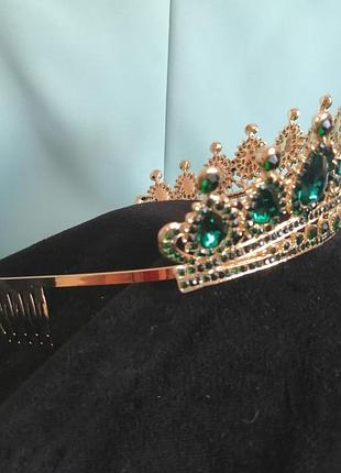 Диадема корона тиара под золото с прозрачными камнями