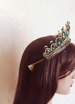 Диадема корона тиара под золото с прозрачными камнями
