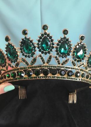 Диадема корона тиара под золото с прозрачными камнями