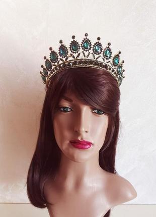 Диадема корона тиара под золото с прозрачными камнями