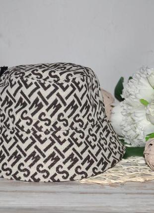 H&amp;m новая фирменная габардиновая панамка панама шляпа ведро с принтом монограммой one size4 фото