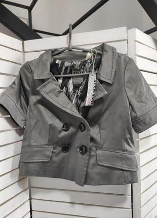 Жакет короткий 42 44 xs s женский серый пиджак топ