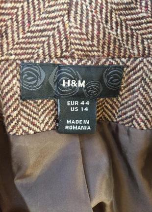 Фирменный h&m тёплый стильный пиджак/жакет на 50 % шерсть и 10 % шелк, размер 2хл10 фото