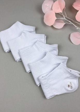 Набор 5 пар белые женские короткие носки в сетку корона 36-41р. женские летние носки короткие4 фото