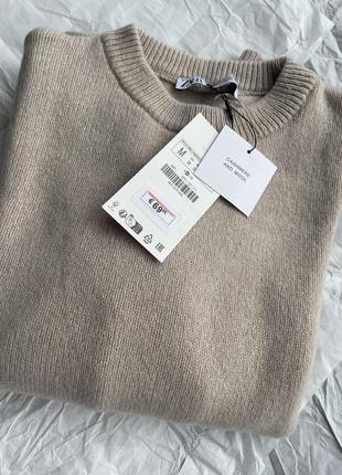 Новий кашеміровий светр, бежевий, zara, xl7 фото