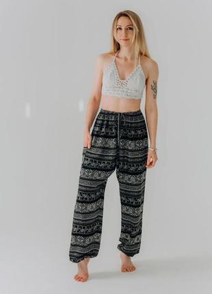 Свободные штаны-шаровары elephant noir rao wear унисекс onesize рост 175-185 см черный1 фото