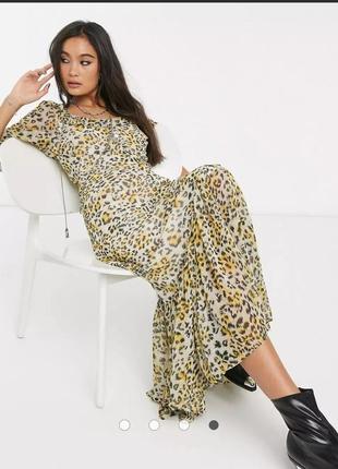 Длинное макси платье с воланамт рюшами платья леопардовый принт2 фото