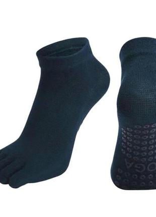 Носки для йоги и пилатеса нескользящие закрытые amber grip петроль (35-40)