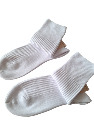Набір 2 пари білі жіночі високі демісезонні білі шкарпетки в рубчик корона 36-41р. жіночі білі шкарпетки