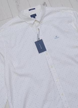 Gant шикарная рубашка в горох белая от дорогого бренда нова размер 3xl2 фото
