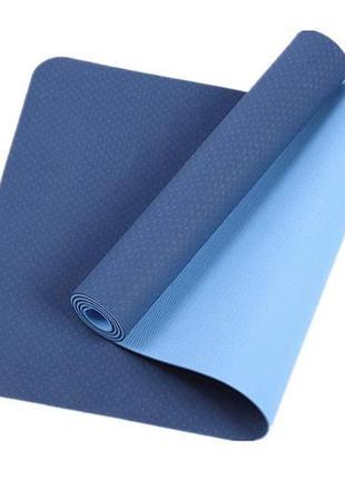 Килимок для йоги та фітнесу hanuman two tones amber 183x61x0.6 см синьо-блакитний