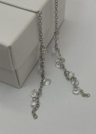Серебряные серьги-протяжки с цирконием6 фото