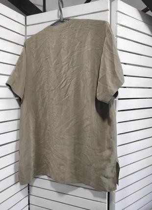 Рубашка рубашка блуза бежевая 48 50 l xl на пуговицах женская коричневая атласная капучино цвет2 фото