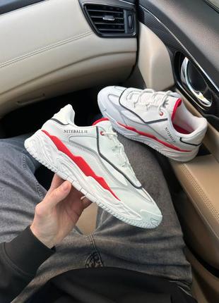 Мужские кроссовки белые с красным adidas niteball ll white red