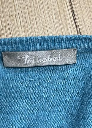 Tricobel кофта легенький светр  блакитний бірюзовий  шовк, ангора ,вовна, кашемір італія9 фото