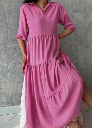 Базовое удобное платье в цветах 🌿 креп жатка3 фото