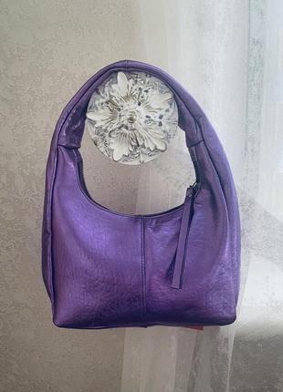 Кожа!!! новая кожаная сумка металлик фиолетовый сиреневый!!!1 фото