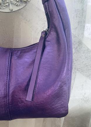 Кожа!!! новая кожаная сумка металлик фиолетовый сиреневый!!!2 фото