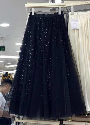Длинная юбка из фатина с пайетками3 фото