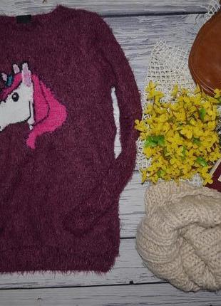 13-14 лет 158-164 см очень яркий и модный свитер джемпер для модницы единорог травка