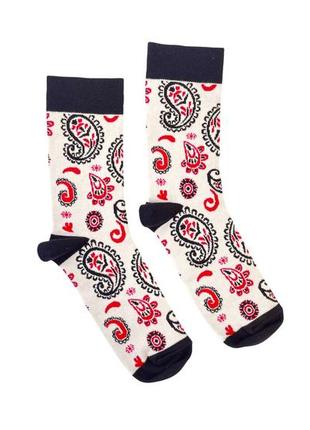 Носки rao socks йога пейсли (39-41) бежевые с красно-черным узором