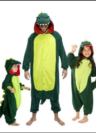 Кигуруми зелёный дракон. для взрослых и детей!1 фото