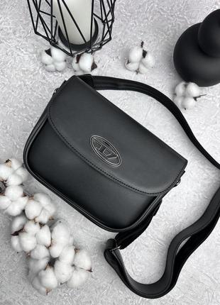 Жіноча сумка diesel black чорна. брендові жіночі сумочки шкіряні5 фото
