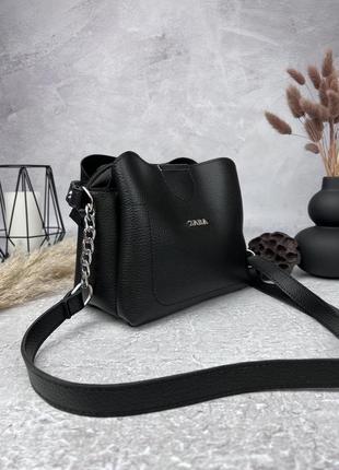 Жіноча сумка zara black. брендові жіночі сумочки шкіряні4 фото