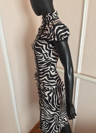 Платье-миди под zara italy с принтом зебра
