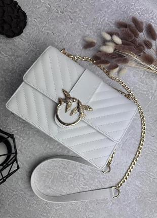 Жіноча сумка pinko white діагональ на ланцюжку. брендові жіночі сумочки шкіряні6 фото
