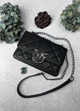 Жіноча сумка pinko black diamond на ланцюжку. брендові жіночі сумочки шкіряні5 фото