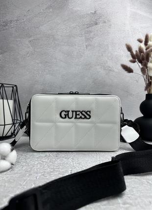 Женская сумка guess square white біла. брендовые женские сумочки кожаные