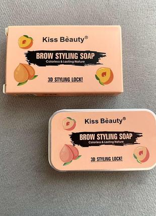 Мило для укладки та фіксації брів гель 3 d kiss beauty brow styling soap прозоре3 фото