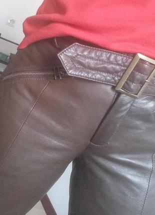 Кожаные брюки коричневые5 фото