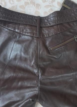 Кожаные брюки коричневые6 фото