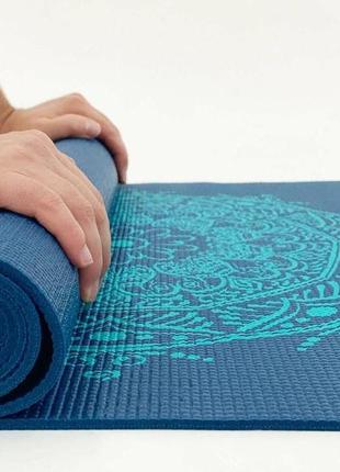 Килимок для йоги bodhi leela mandala петроль — бірюзова мандала 183x60x0.4 см5 фото