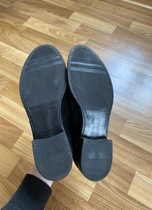 Класичні чорні туфлі на низькому ходу зі шнурівкою, дербі, натуральна замша6 фото