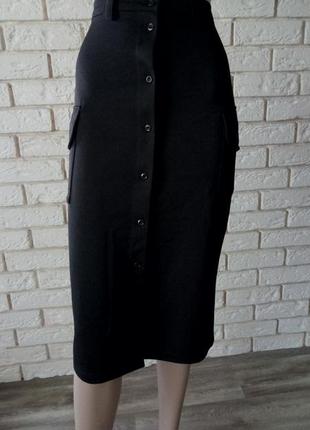 Актуальная  юбка карандаш высокая посадка на пуговках с накладными карманами s/36 рост 164
