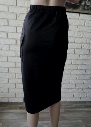 Актуальная  юбка карандаш высокая посадка на пуговках с накладными карманами s/36 рост 1644 фото