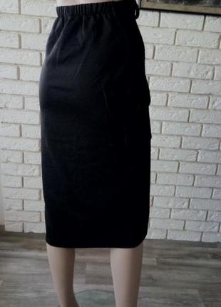 Актуальная  юбка карандаш высокая посадка на пуговках с накладными карманами s/36 рост 1647 фото
