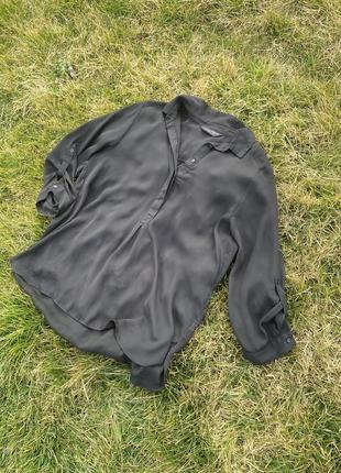 Чорна блуза/чорна рубашка/блуза на літо/рубашка сіткою/рубашка легка1 фото