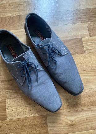 Мужские туфли из натуральной замши серого/графитового цвета3 фото