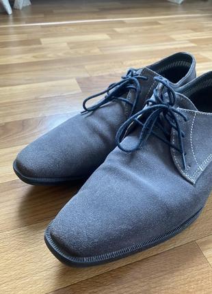 Мужские туфли из натуральной замши серого/графитового цвета4 фото