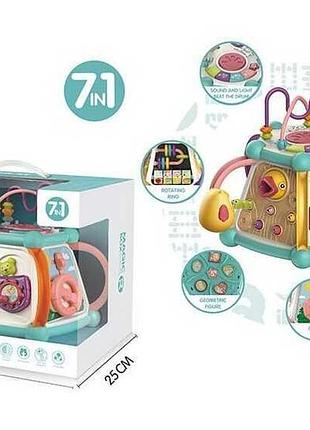 Куб логический 648 а-53  7в1 подсветка, мелодии, звуки животных, музыкальная игра, сортер, лабиринт