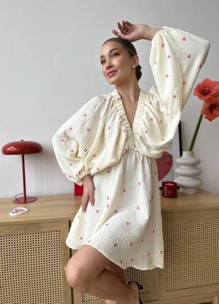Жіноче легке плаття з натуральної тканини муслін5 фото